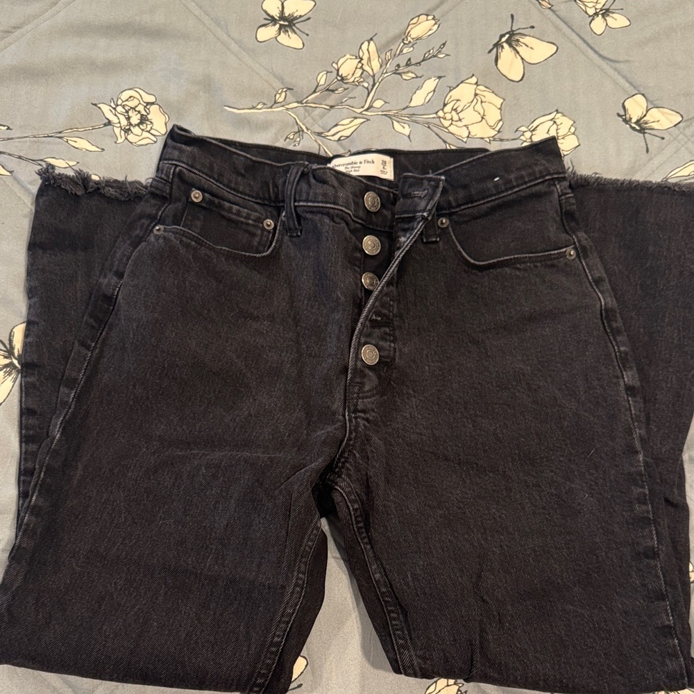 Abercrombie skinny high rise black jeans with buttons